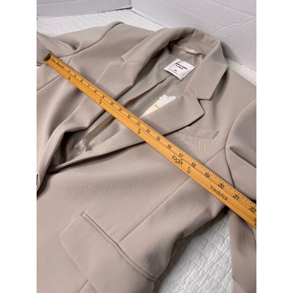NWT Abercrombie&Fitch Classic Suiting Blazer Jacket Ash/Tan Woman’s SZ M Career - Picture 11 of 12